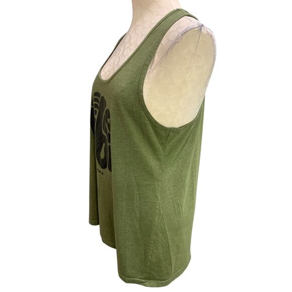 XXL Soul Flower Womens Olive Green Tank Top Good Vibes - Picture 3 of 7